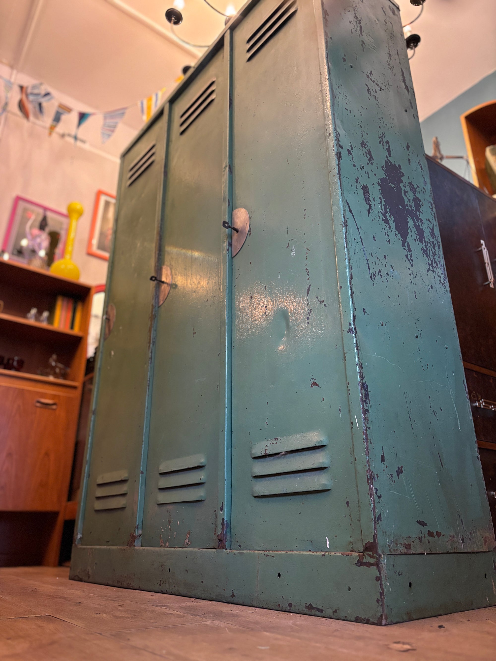 Vintage metal factory lockers from 1930s