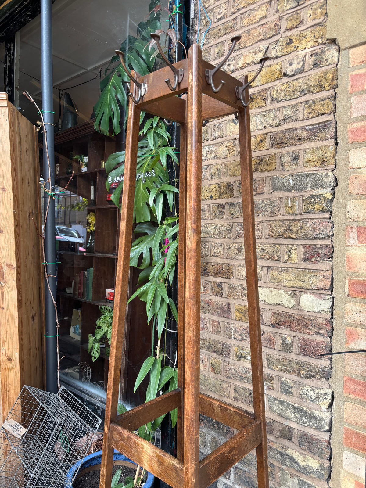 Antique Art Deco coat and hat hall stand