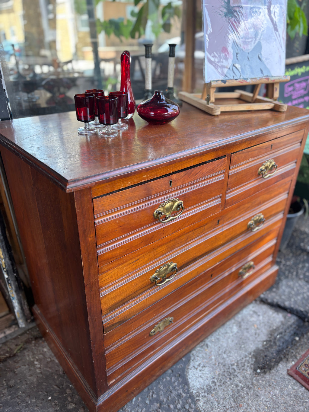 Antique Edwardian walnut set of drawers