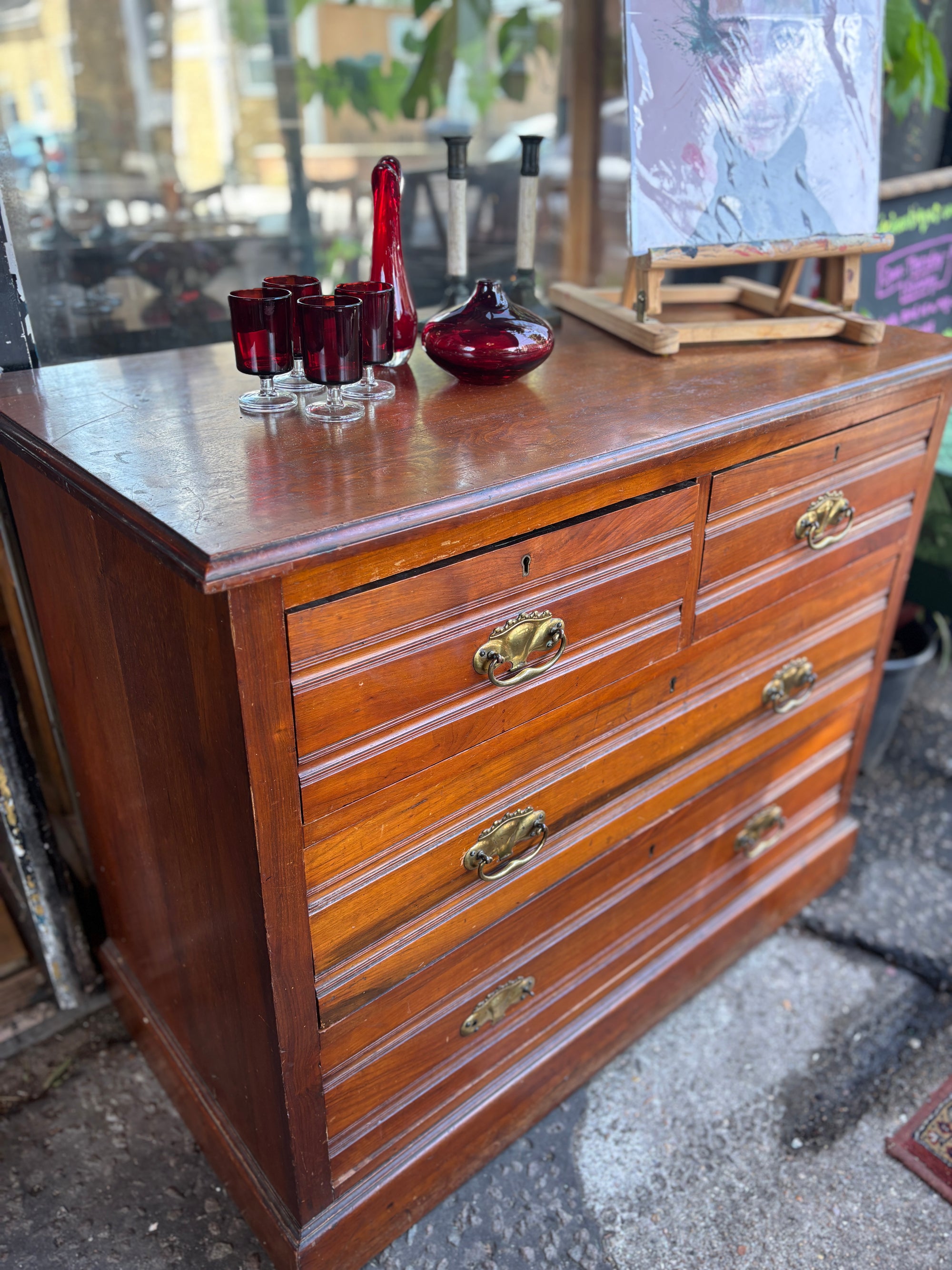 Antique Edwardian walnut set of drawers