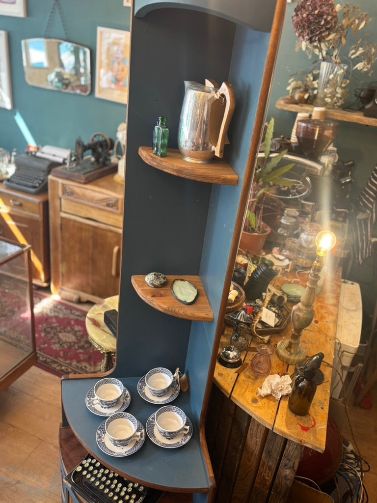 Mid Century Blue Nathan Squares Corner Cabinet