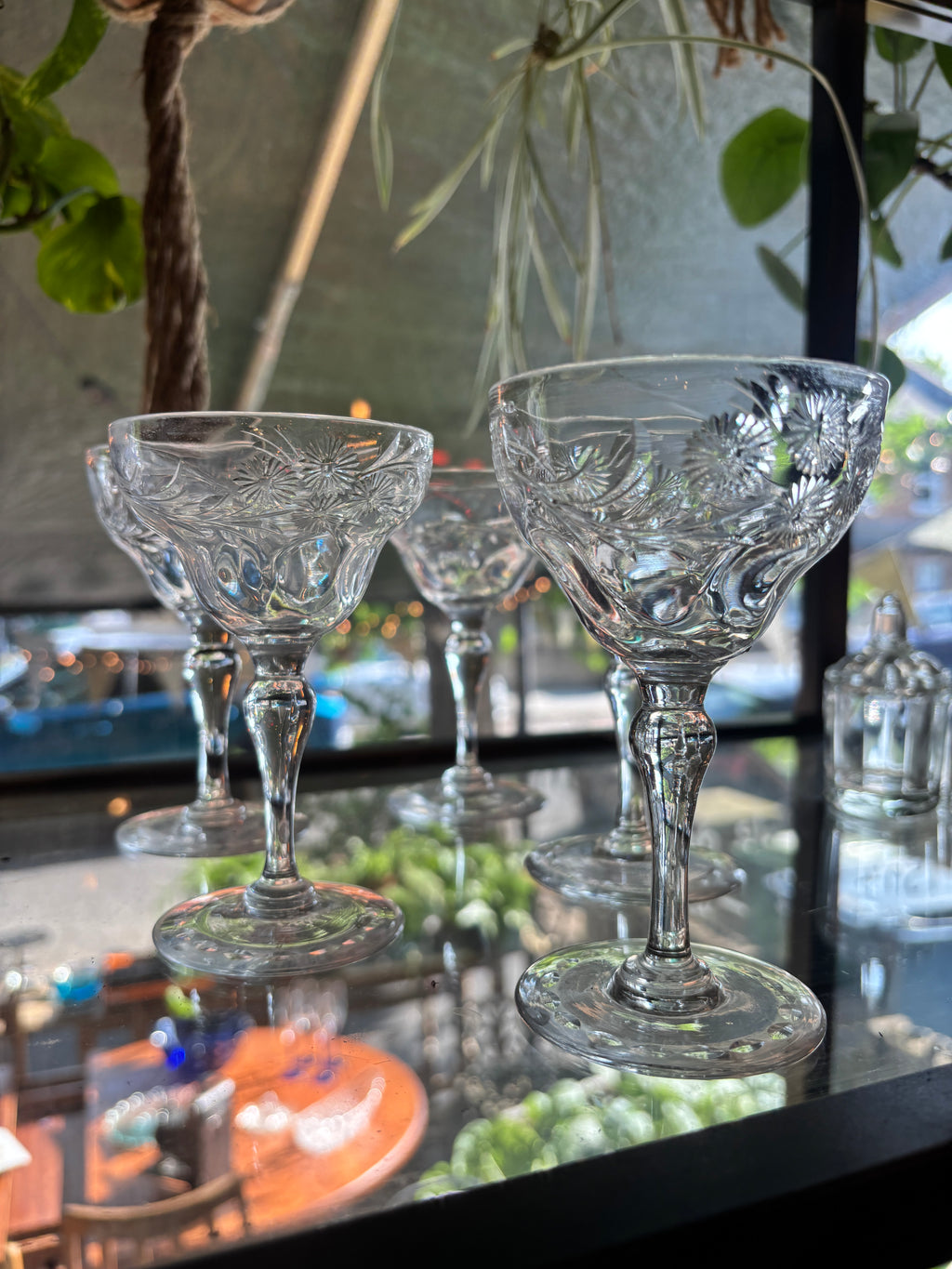 Victorian brilliant cut crystal wine glasses