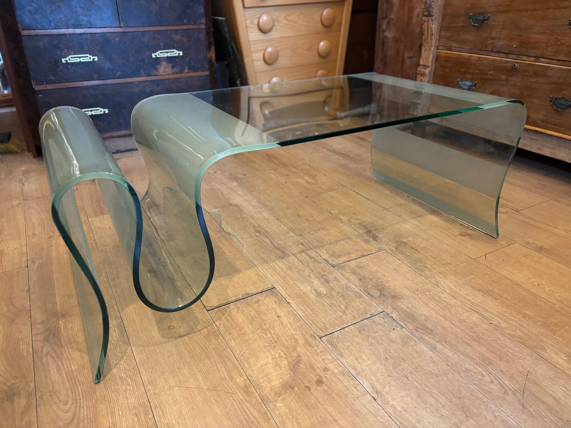 Mid Century Italian curved glass coffee table