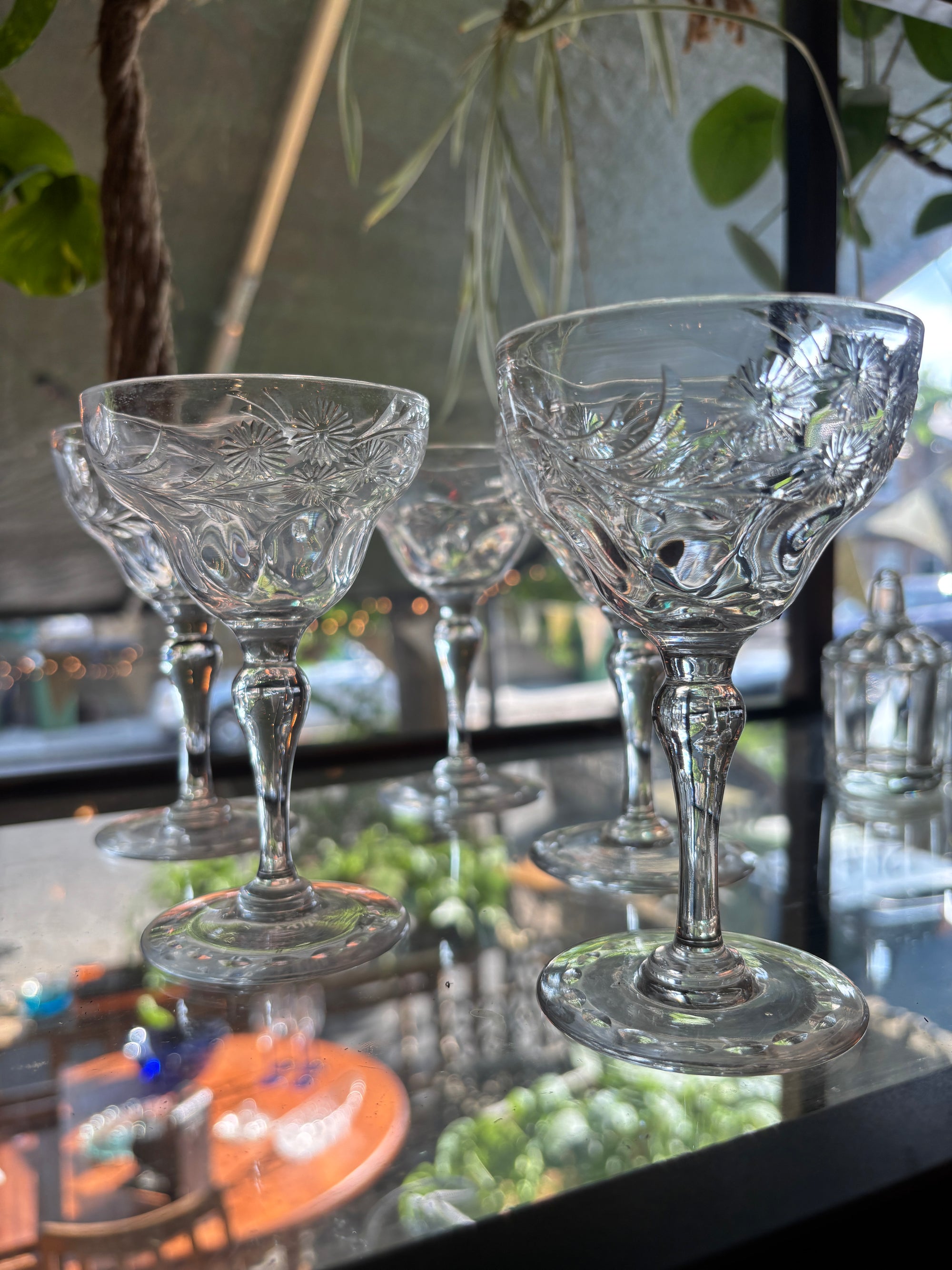 Victorian brilliant cut crystal wine glasses