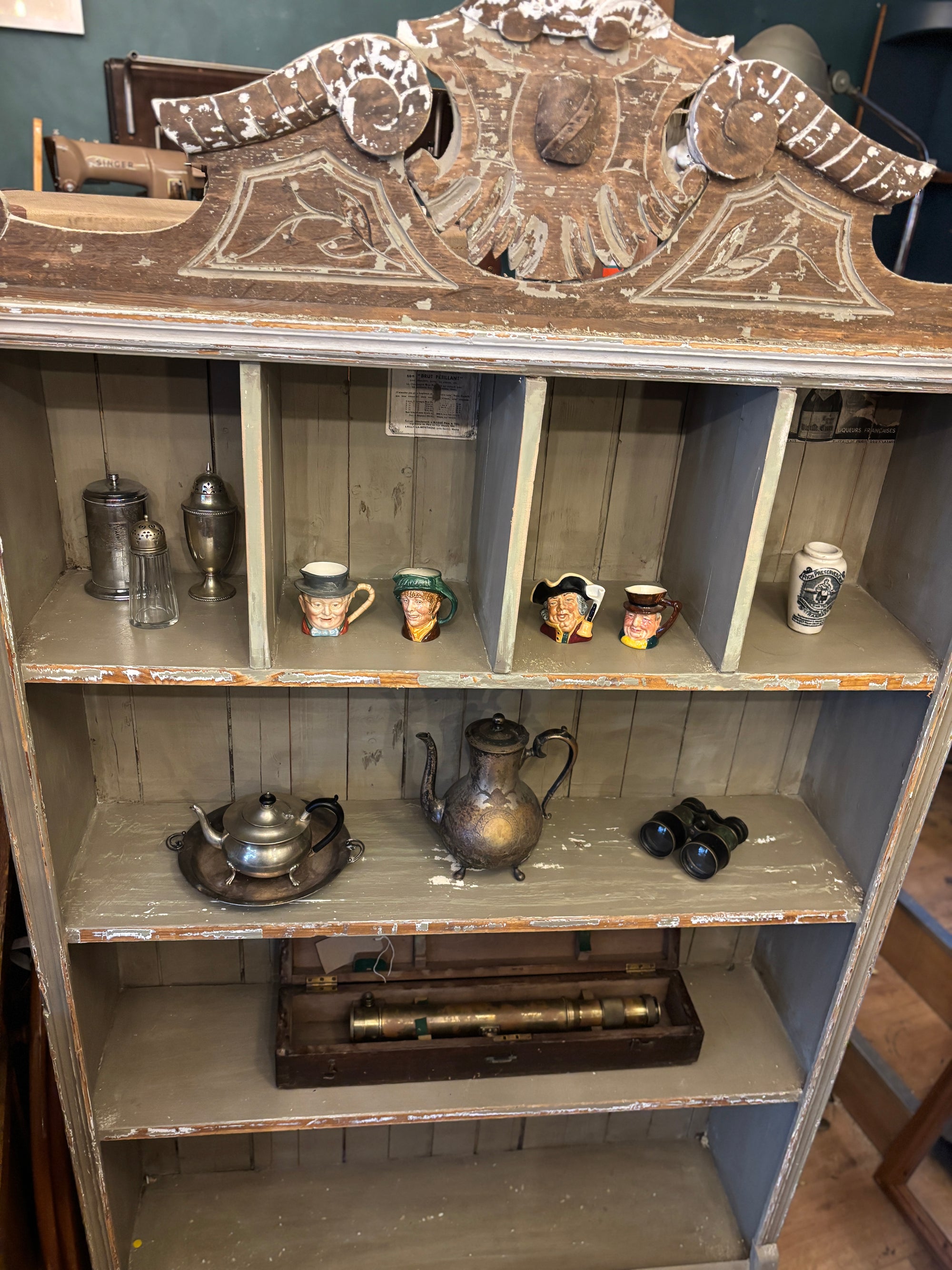Victorian French farmhouse carved oak bookshelf
