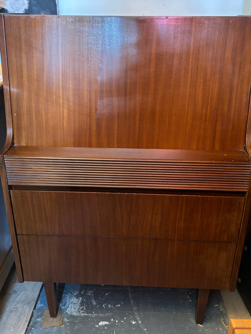 Mid century teak mirrored cocktail cabinet