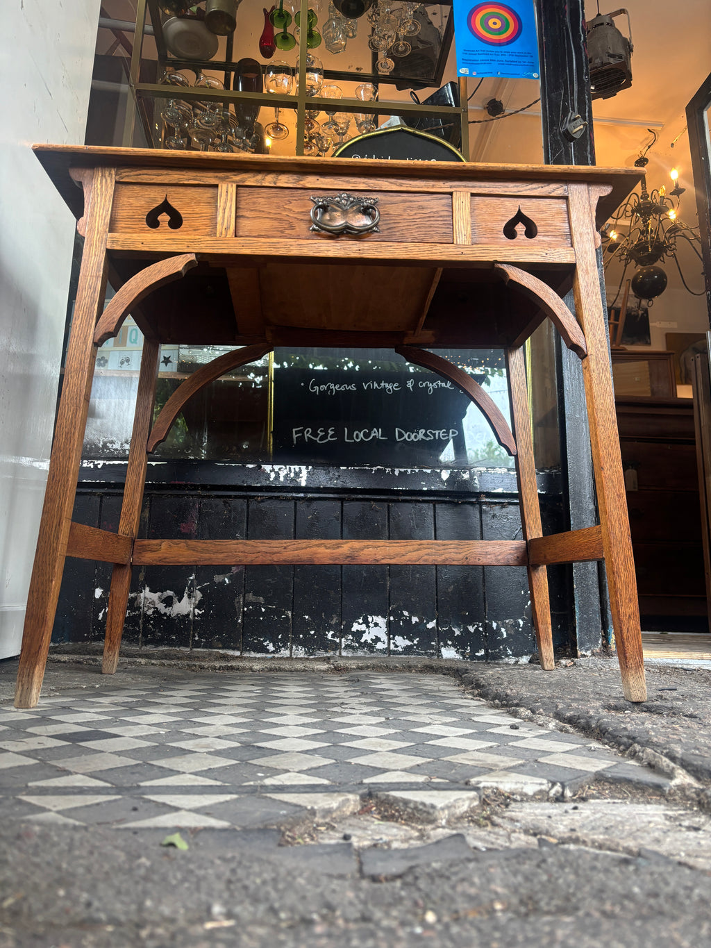 Antique oak church table/side table