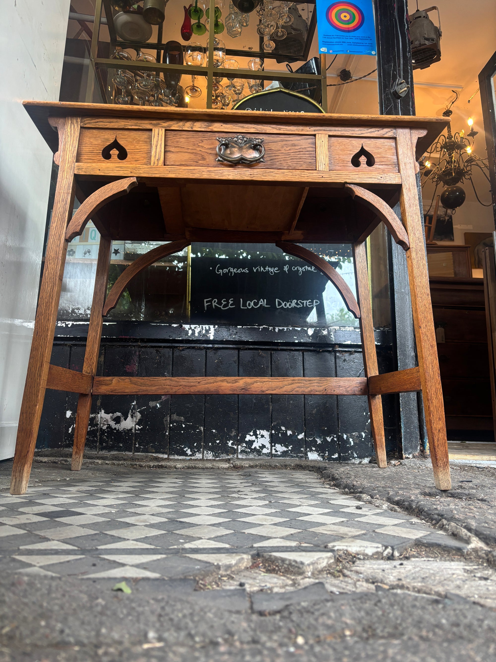 Antique oak church table/side table
