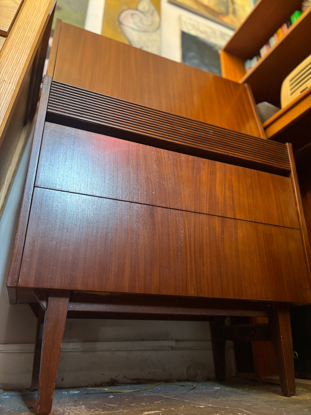 Mid century teak mirrored cocktail cabinet