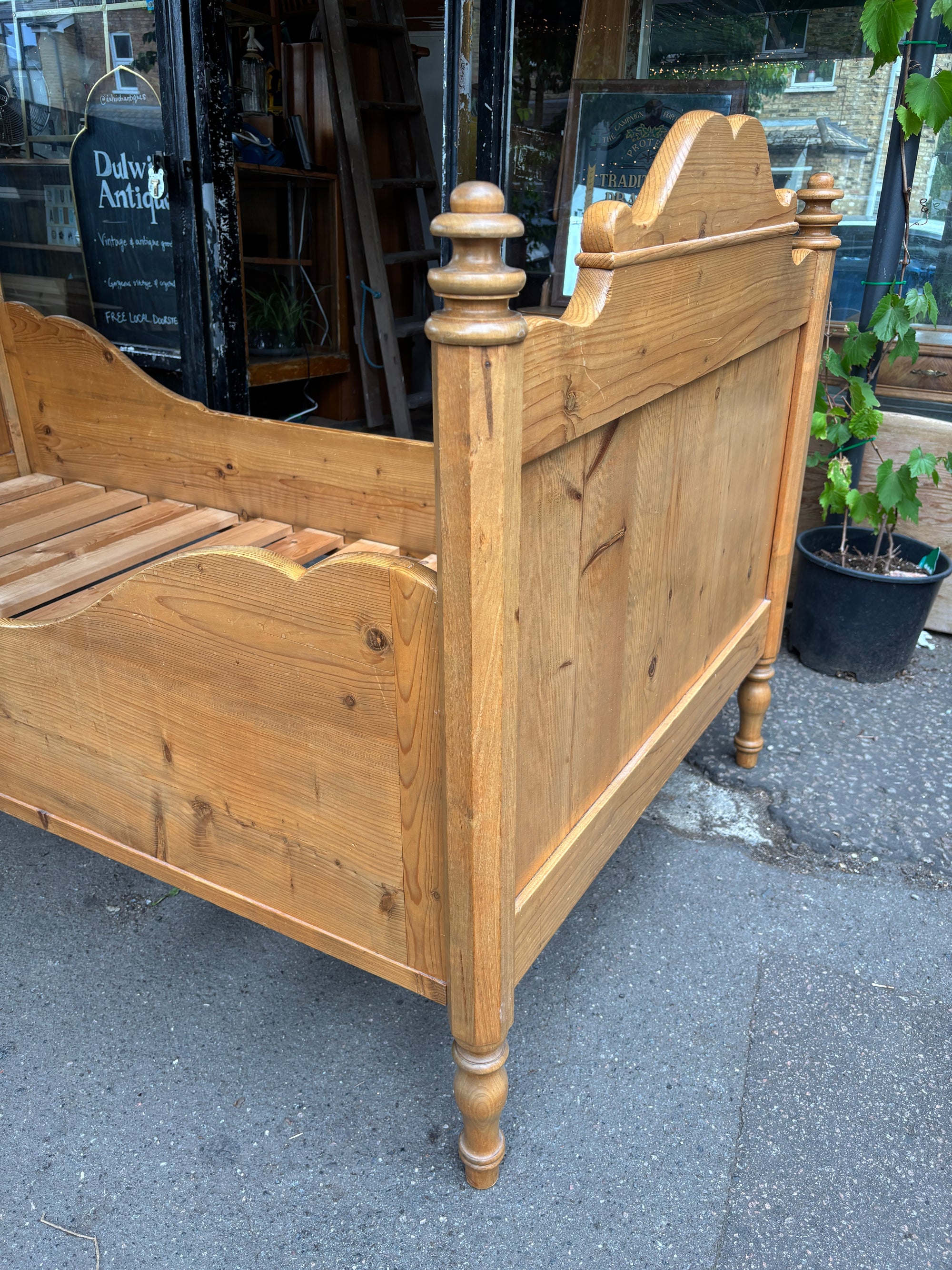 Antique Victorian handmade pine bed