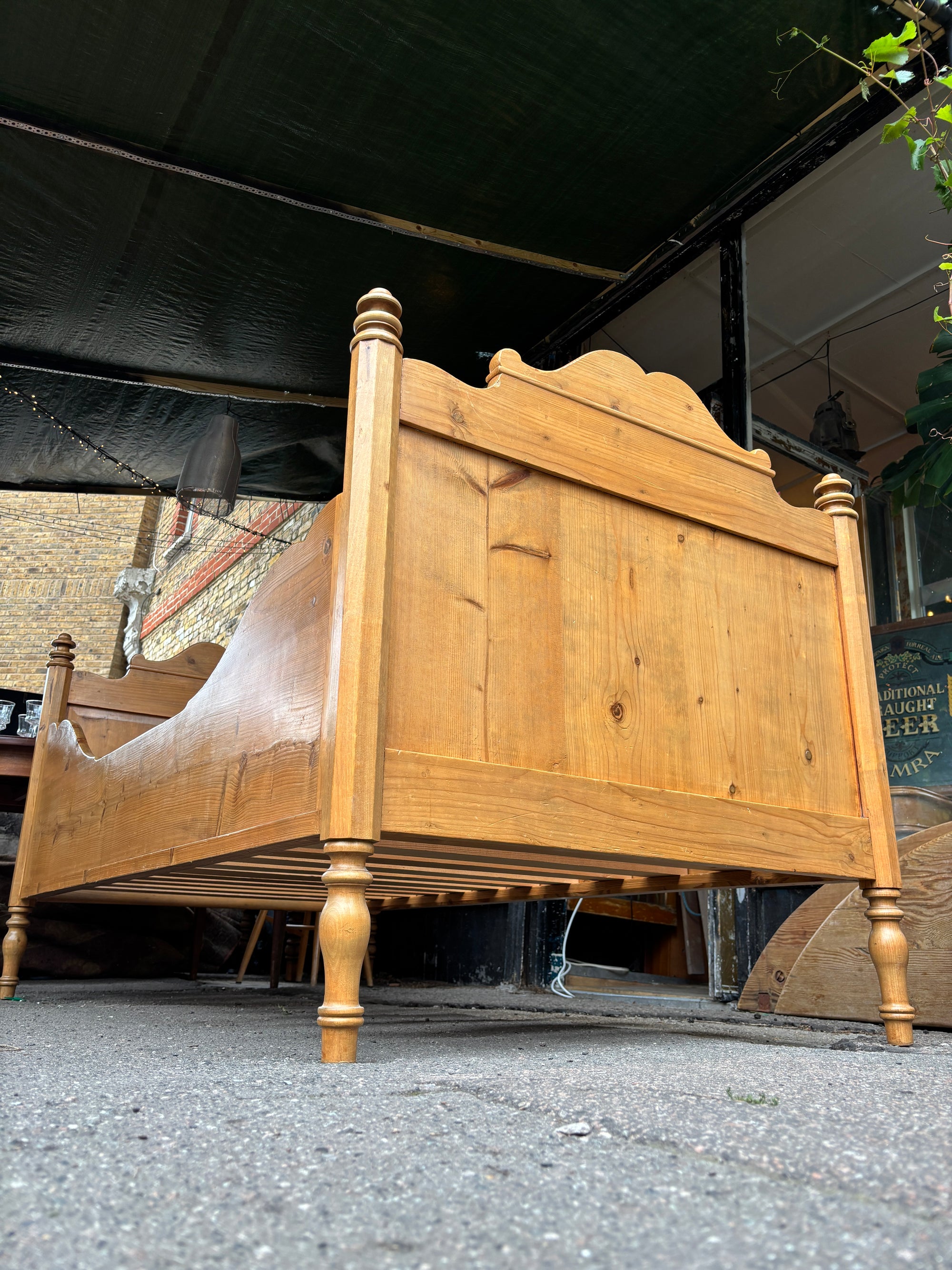 Antique Victorian pine bed