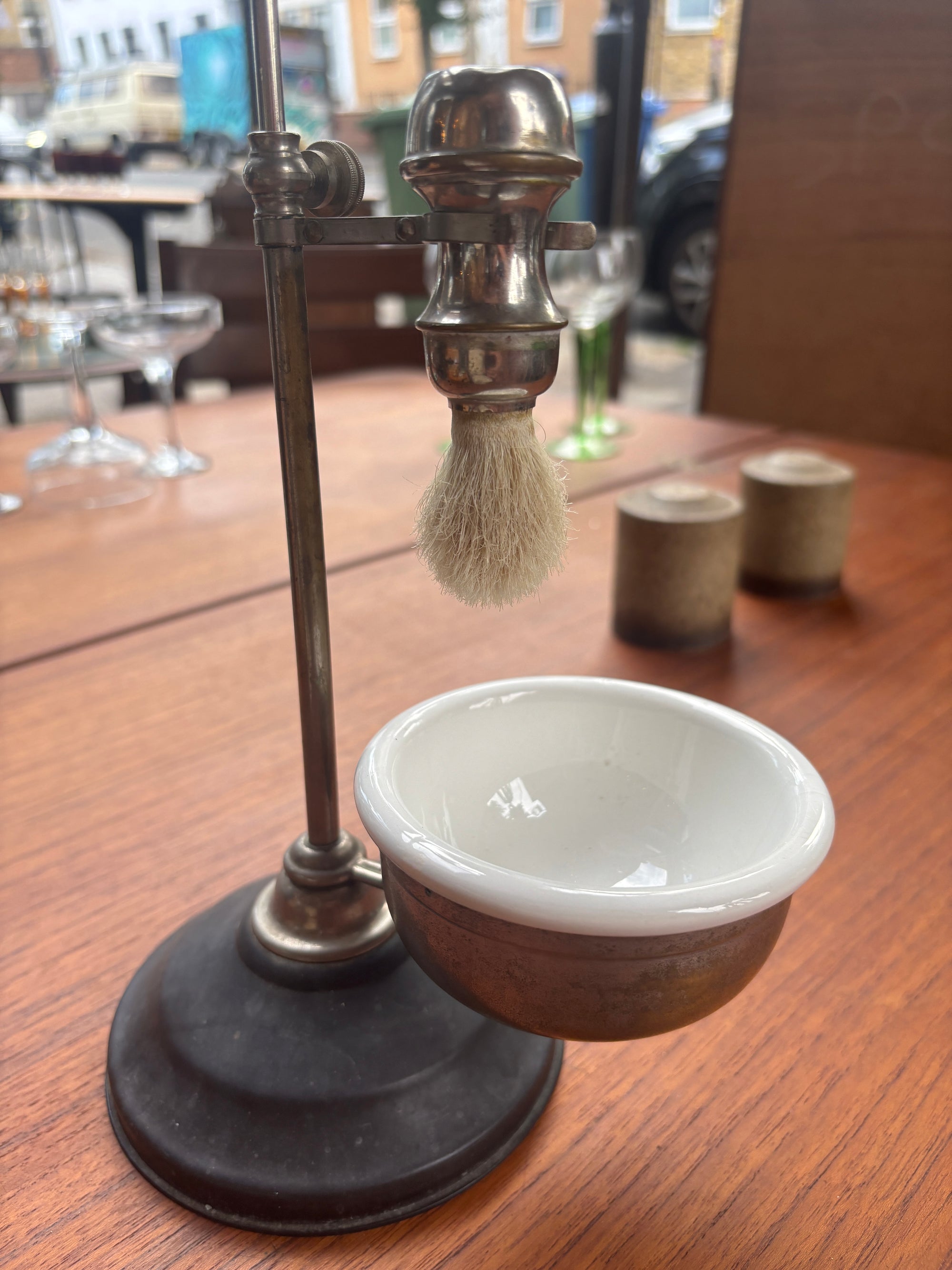 Vintage gentleman’s shaving pedestal mirror