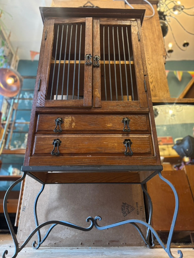 Vintage Moroccan birdcage cabinet