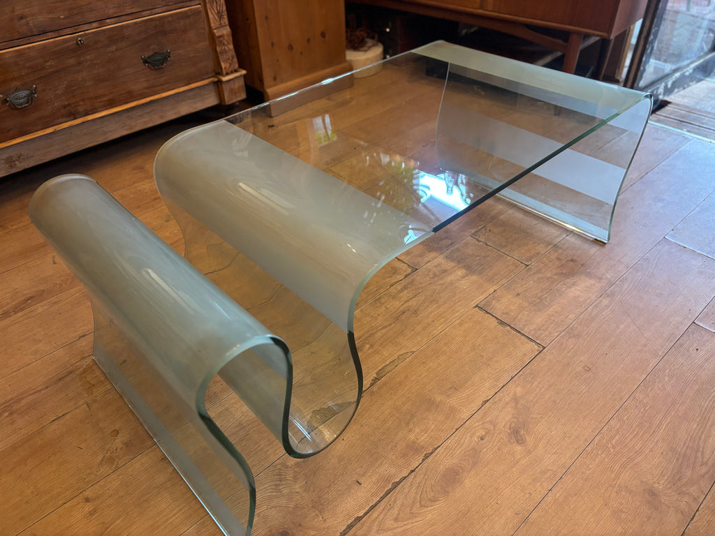 Mid Century Italian curved glass coffee table
