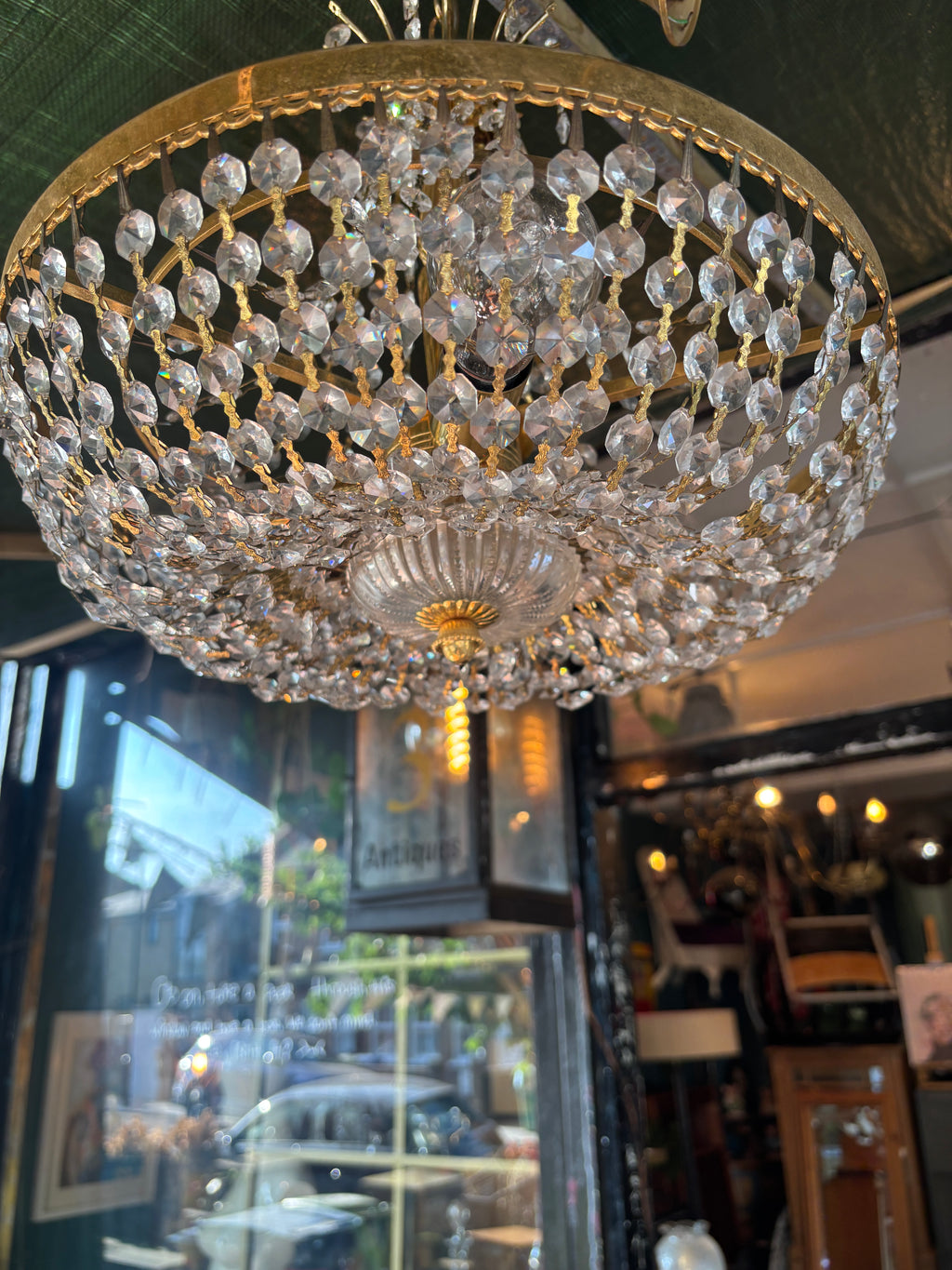 Vintage 1970s real glass crystal chandelier