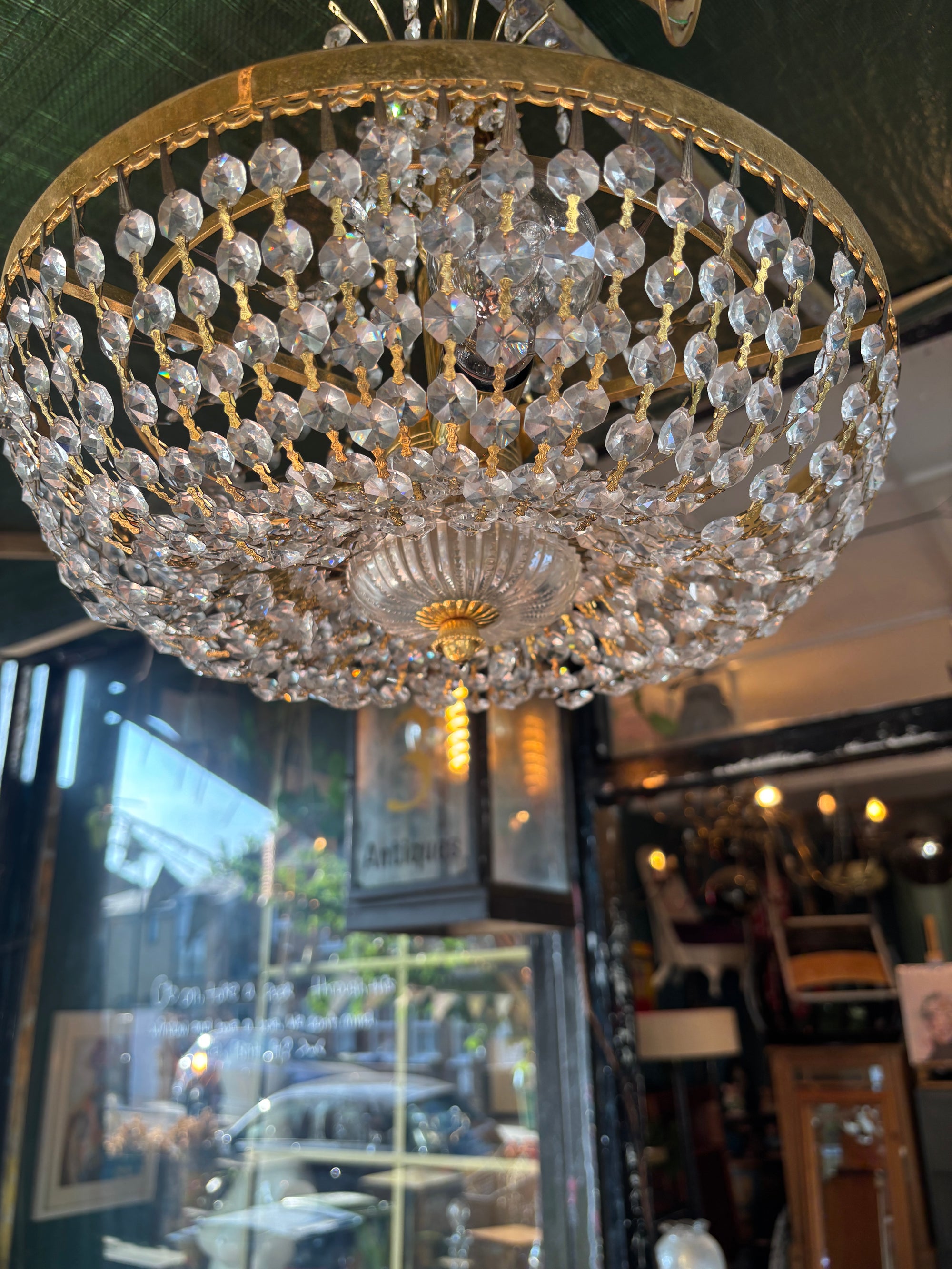 Vintage 1970s real glass crystal chandelier
