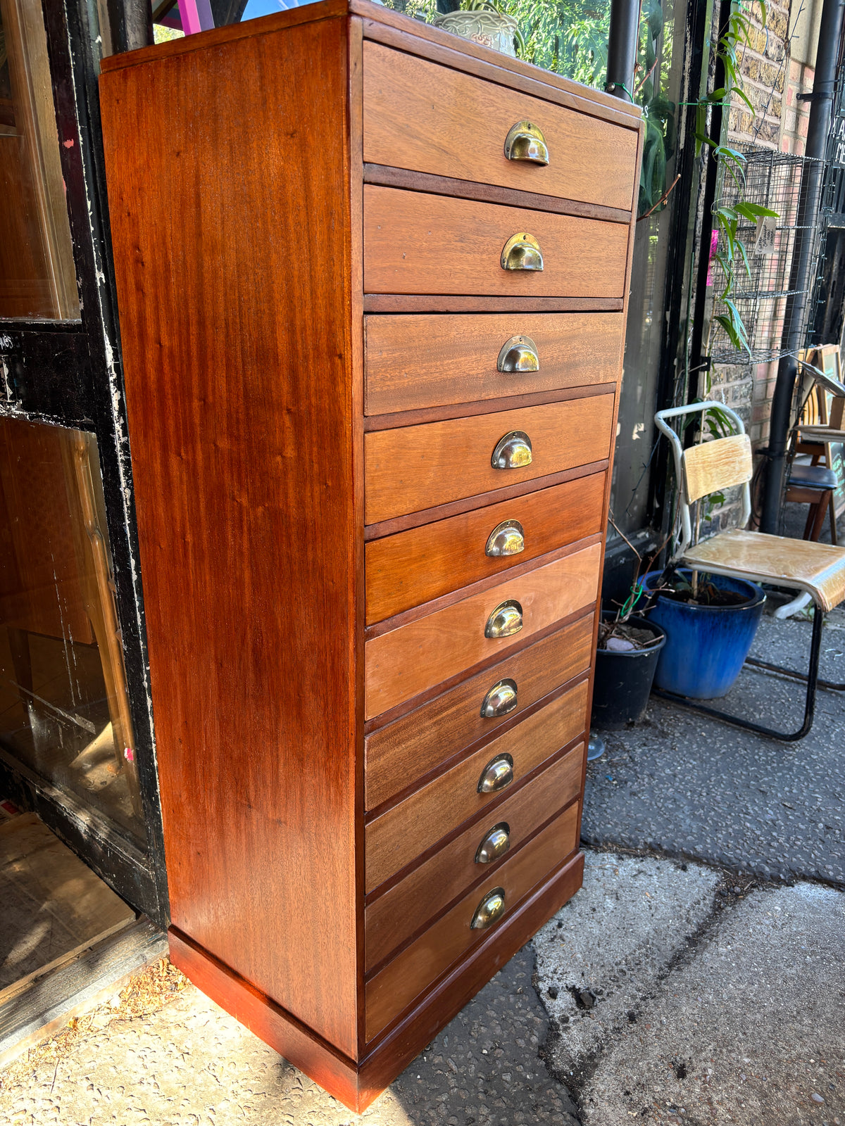 Vintage mid century mahogany architects drawers