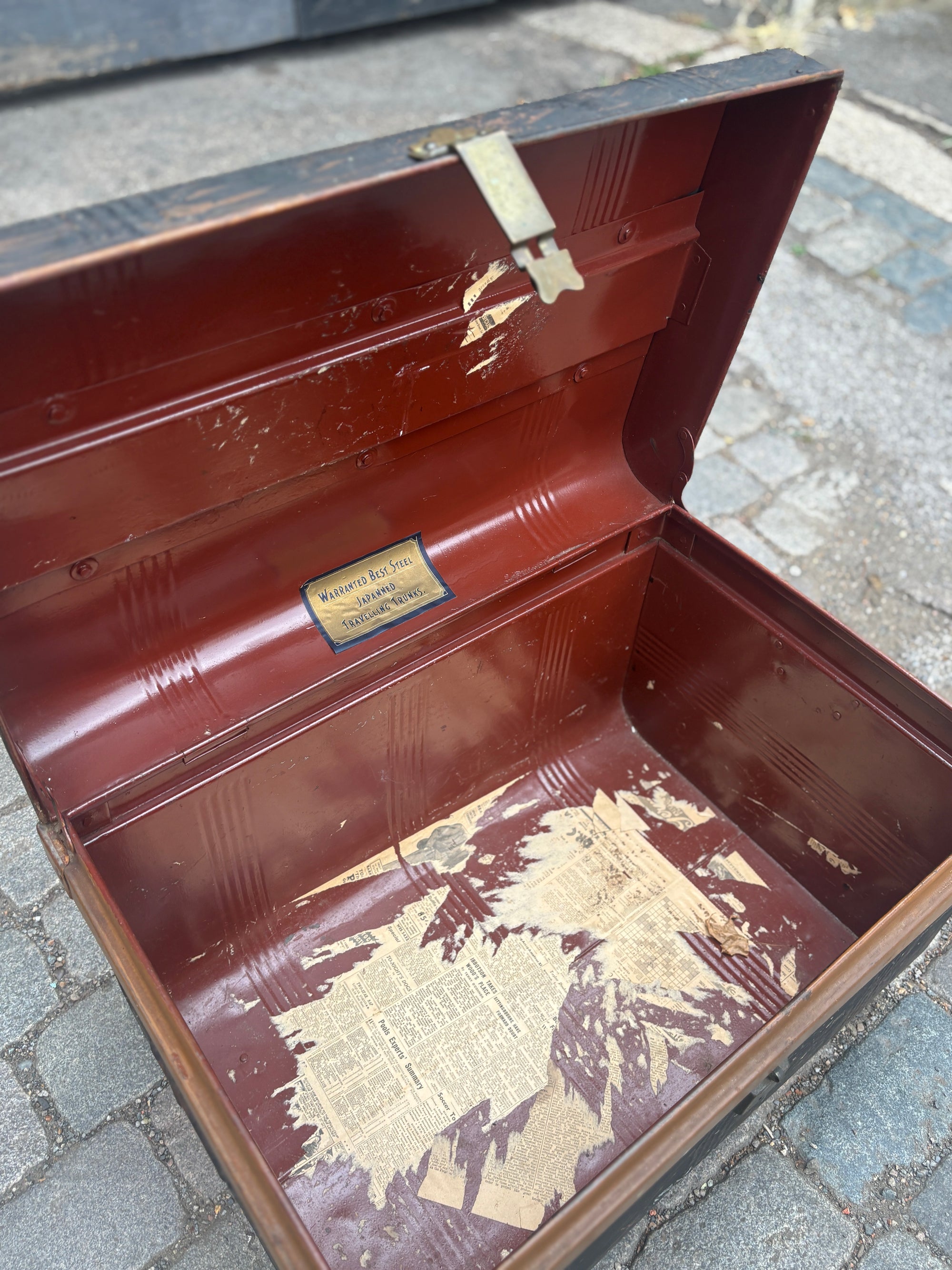 Vintage metal travelling trunk