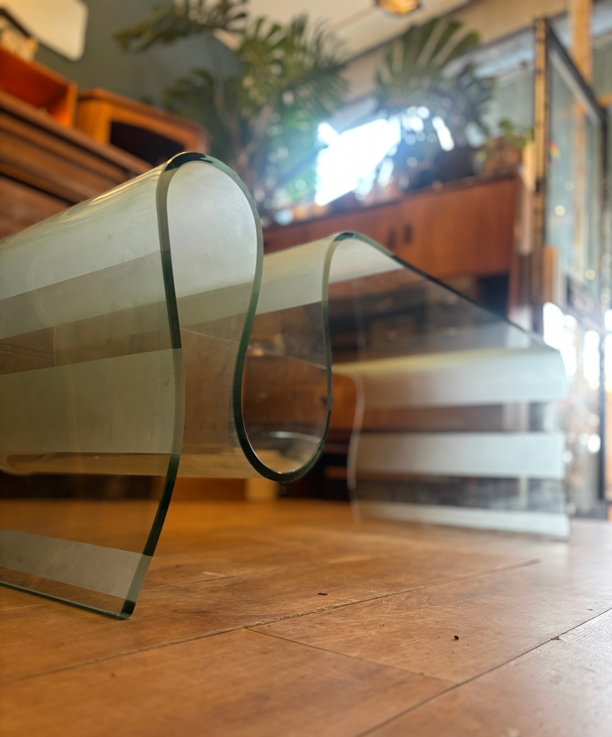 Mid Century Italian curved glass coffee table