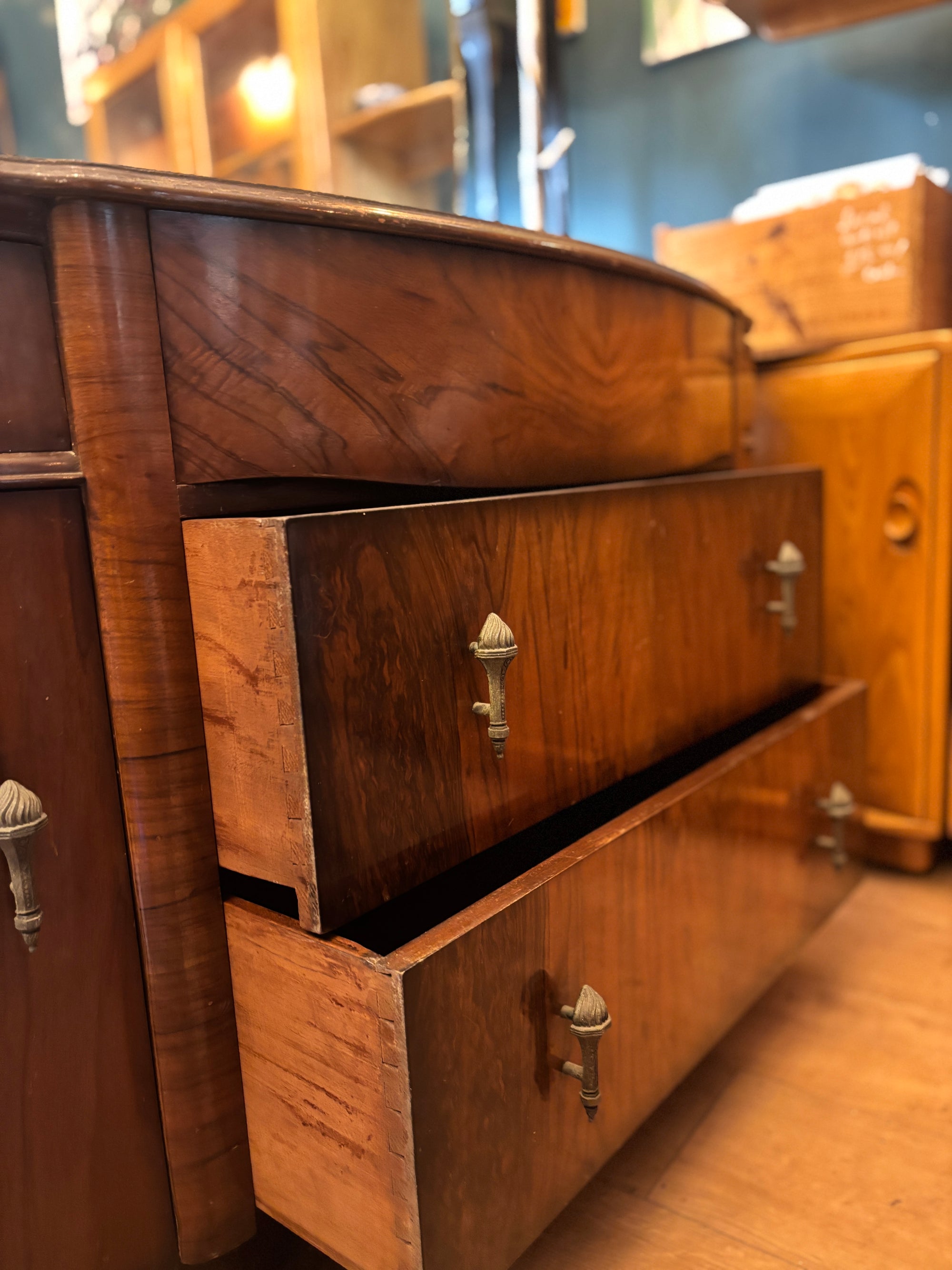 Walnut Art Deco wardrobe and dressing table