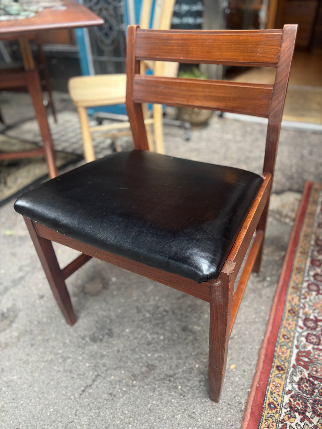 Mid century teak and leatherette dining chairs