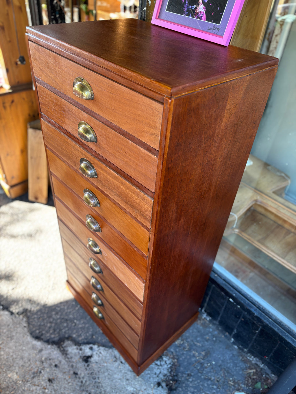 Vintage mid century mahogany architects drawers