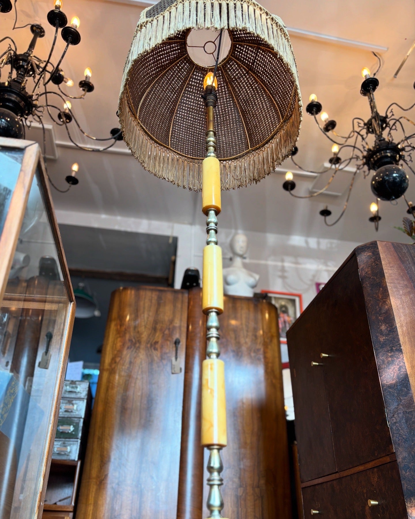 Vintage fringed standing lamp