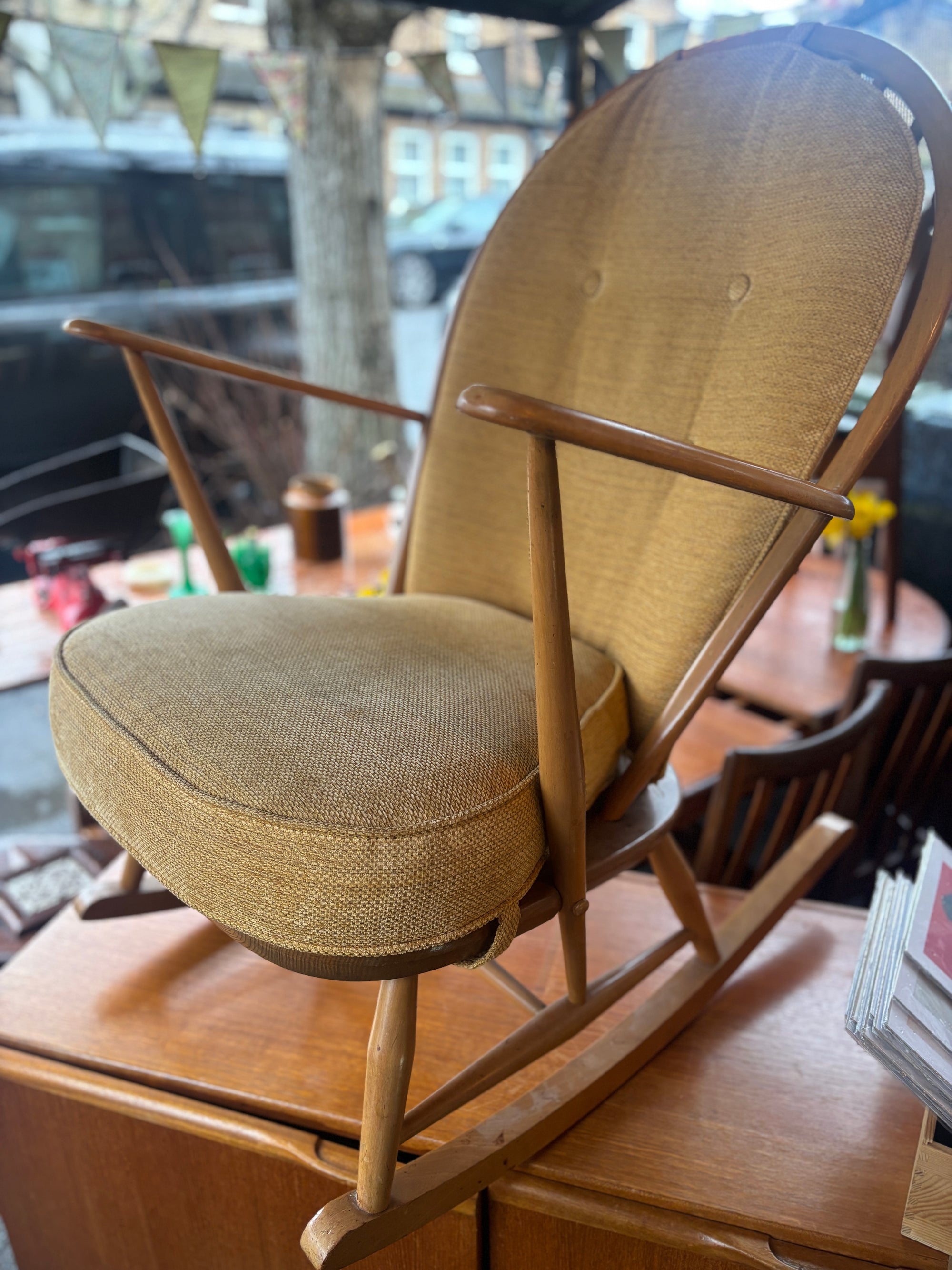 Vintage Ercol Windsor grandfather rocking chair