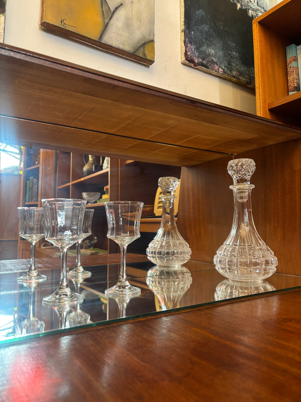 Mid century teak mirrored cocktail cabinet