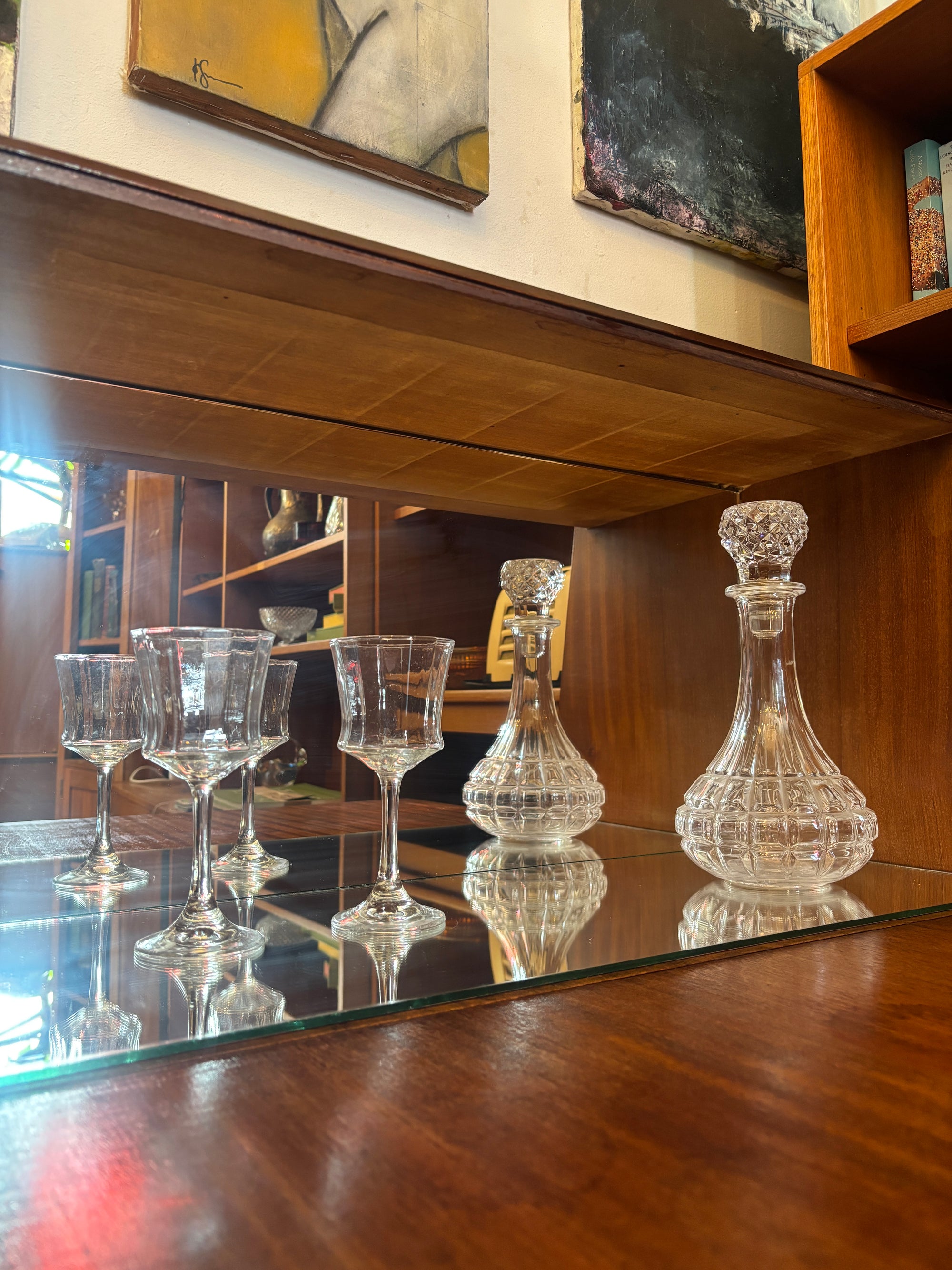 Mid century teak mirrored cocktail cabinet