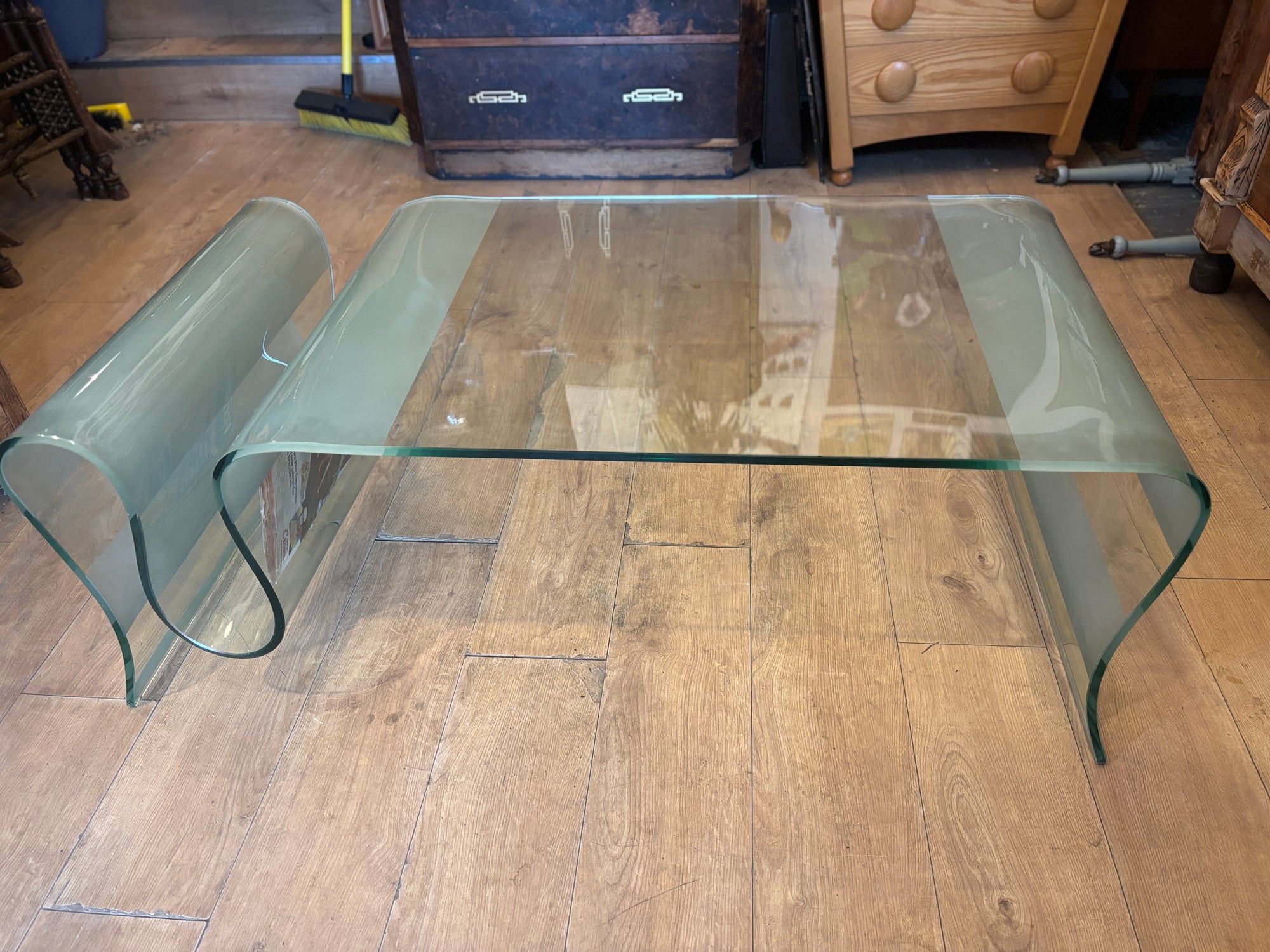 Mid Century Italian curved glass coffee table