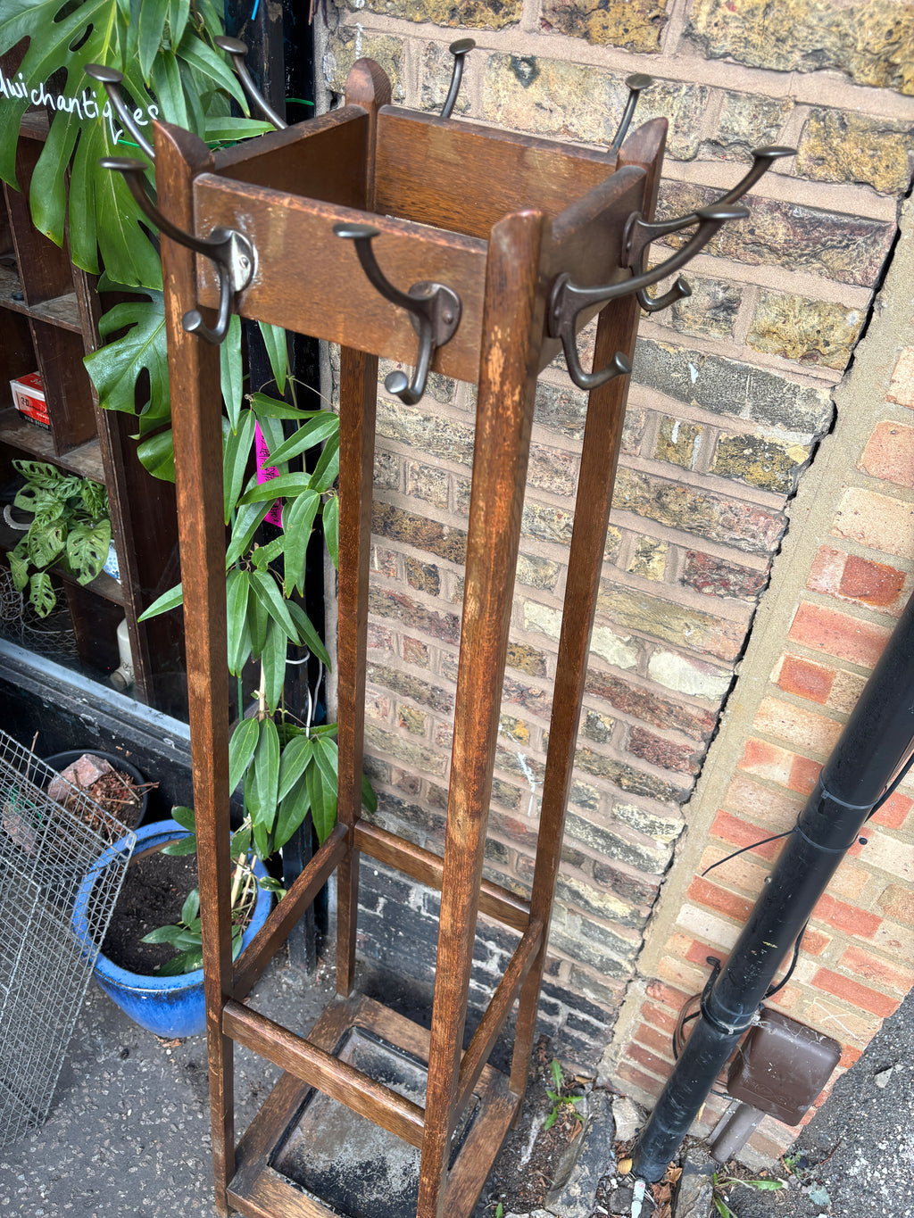 Antique Art Deco coat and hat hall stand