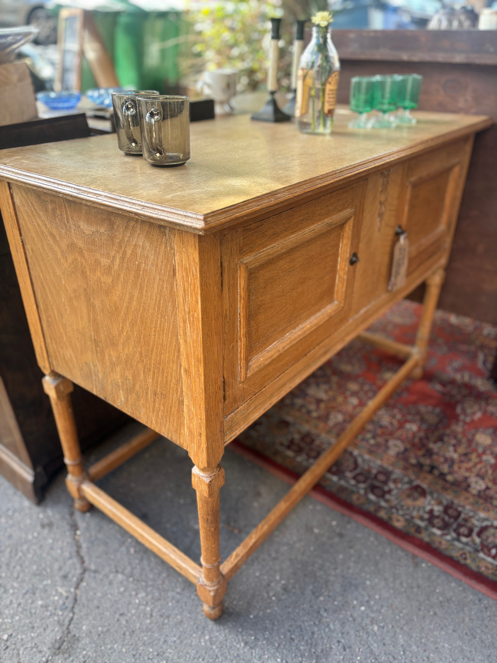 Antique Victorian stripped oak cabinet