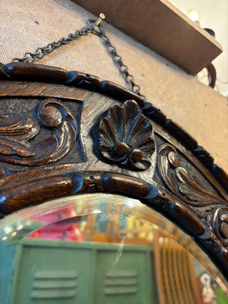 Victorian mahogany carved mirror