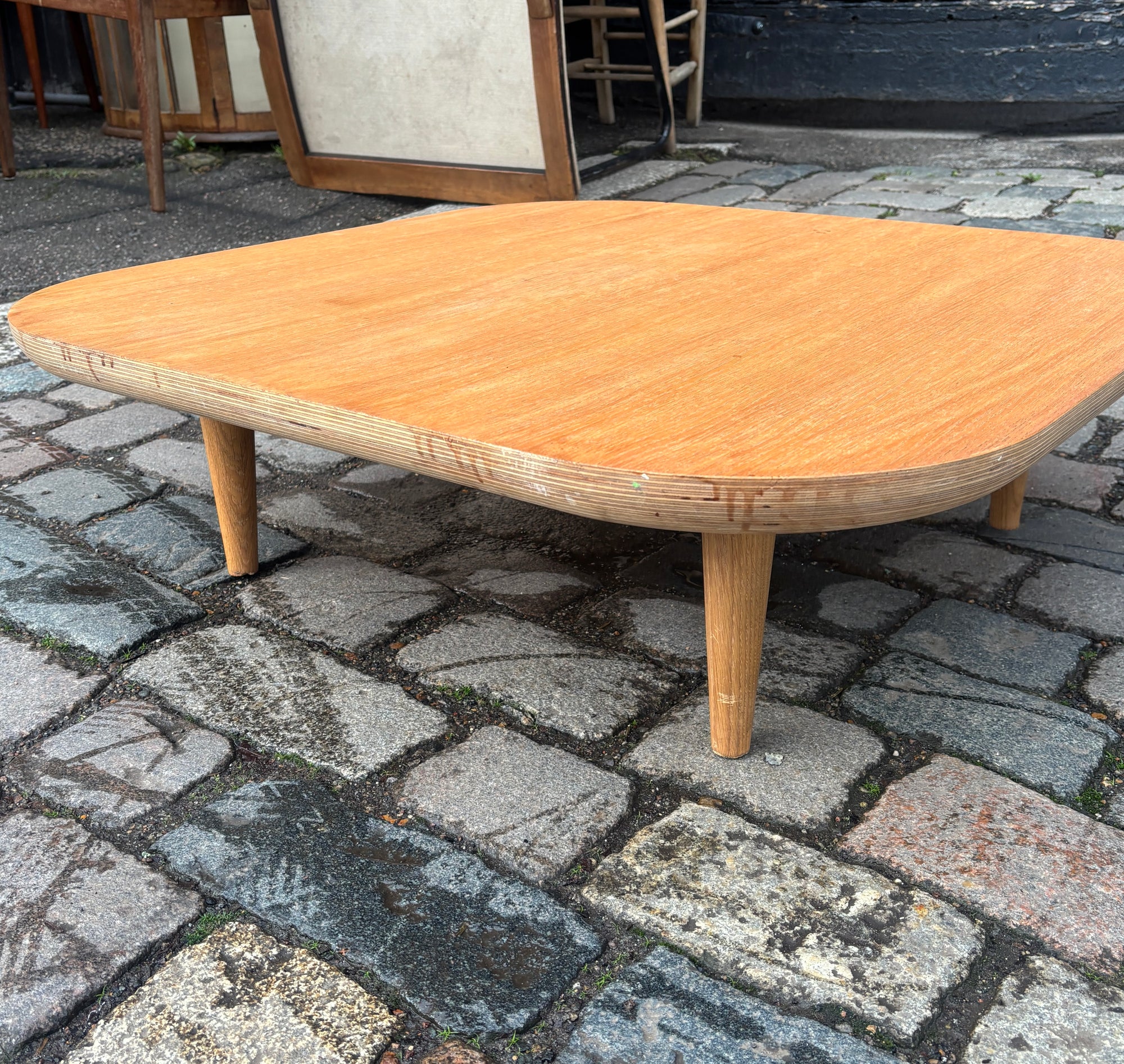 Mid century low solid wood coffee table