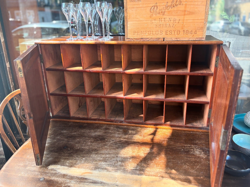 Vintage 1930s wooden pigeon hole cabinet