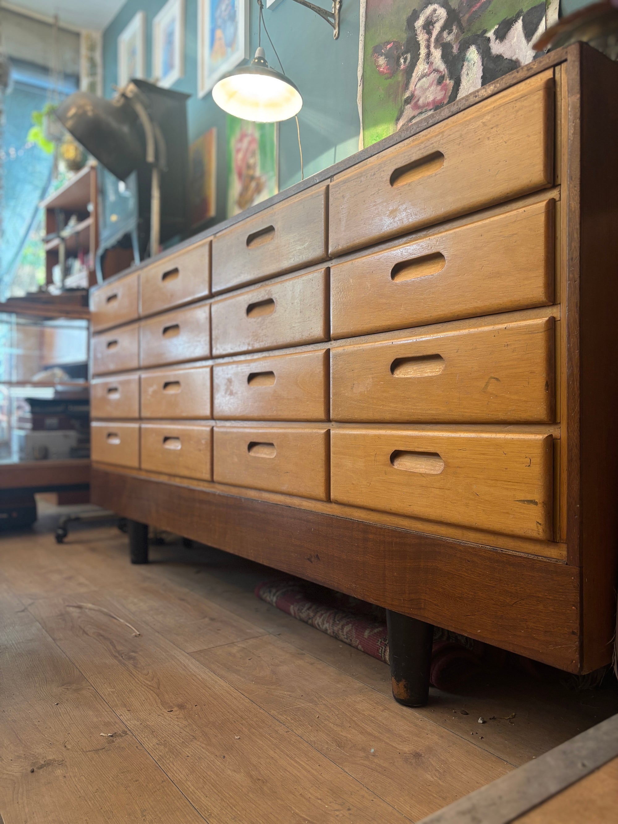 Mid century haberdashers cabinet with drawers