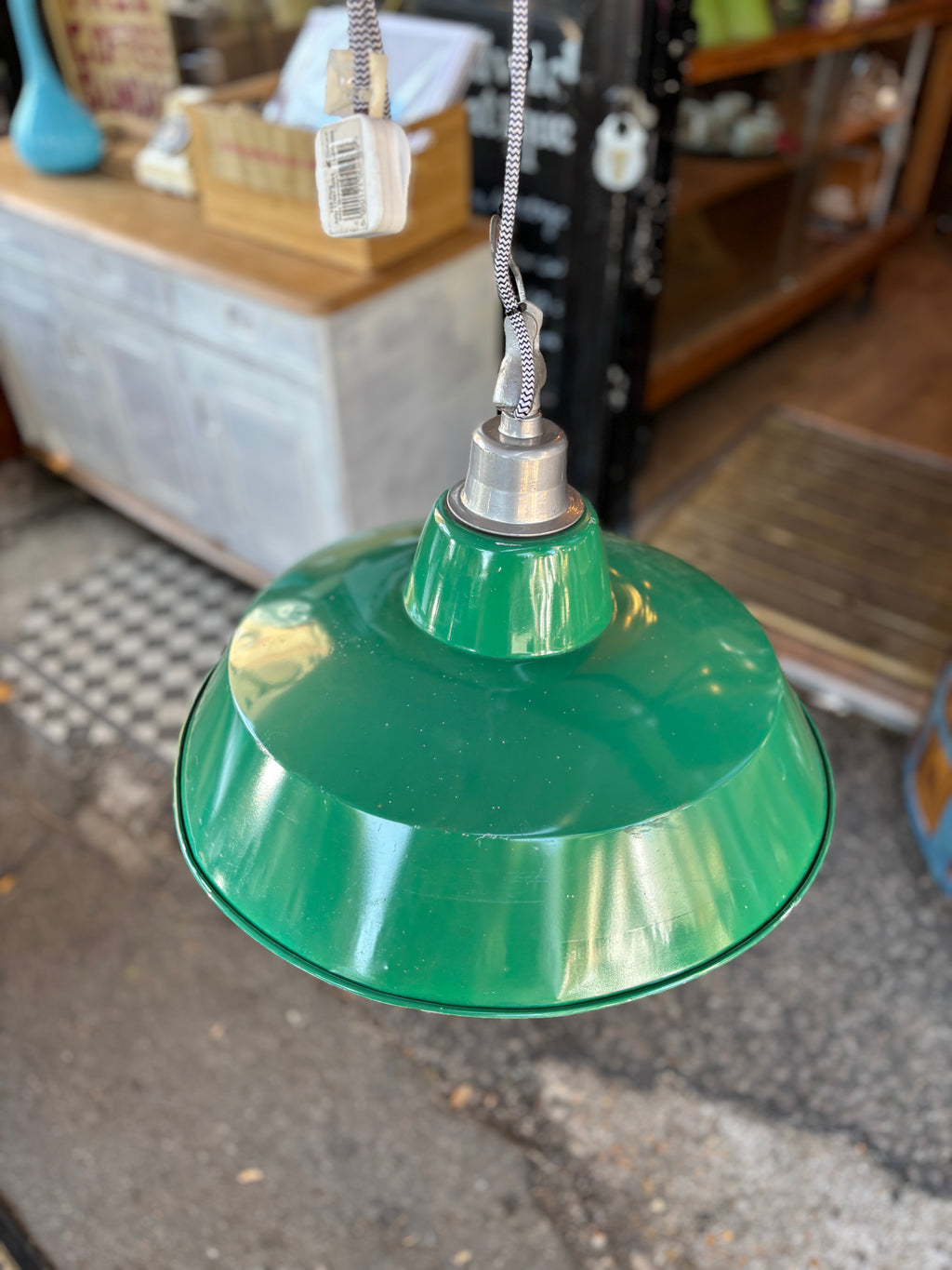 Green enamel industrial hanging lights