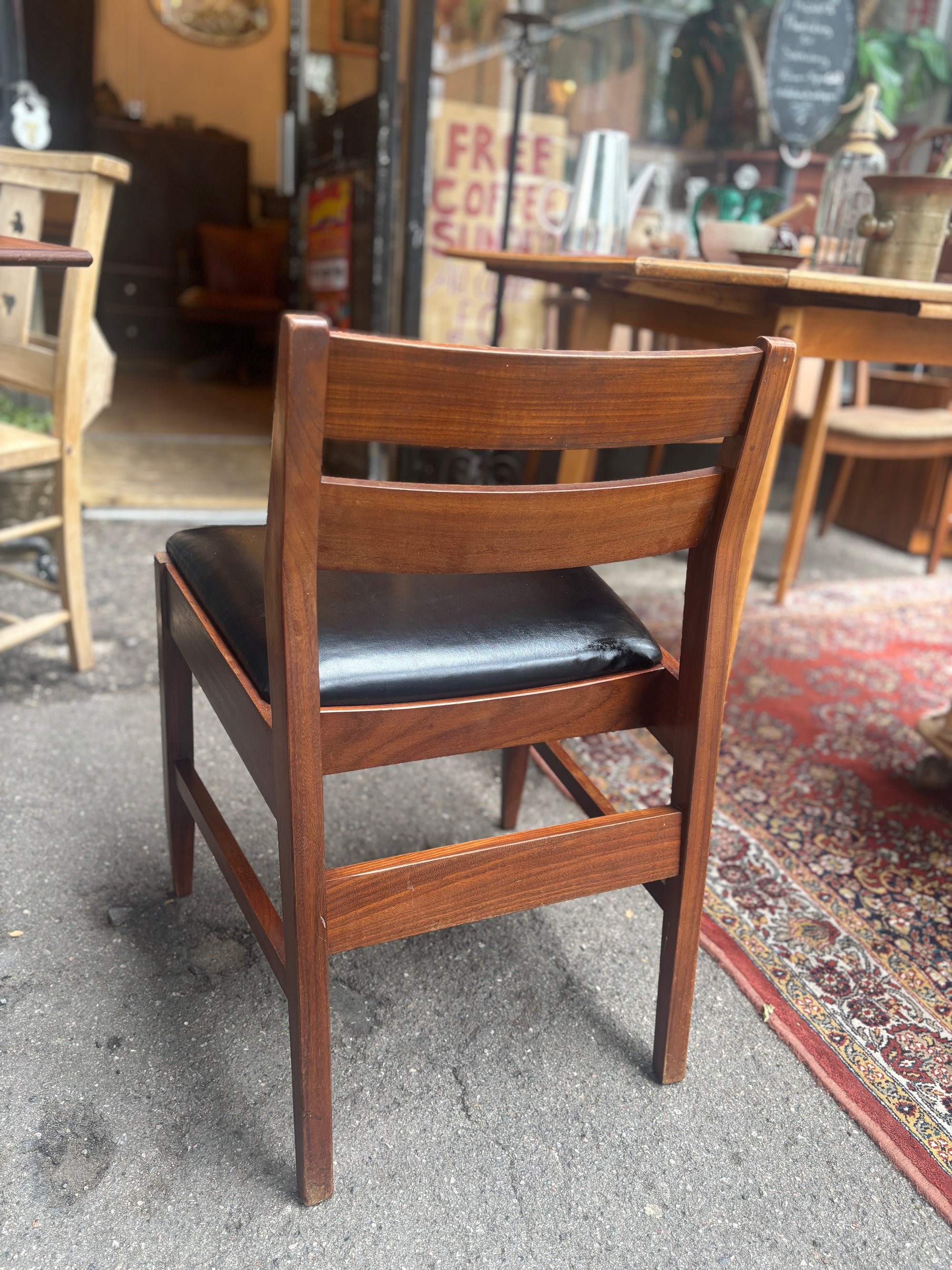 Mid century teak and leatherette dining chairs