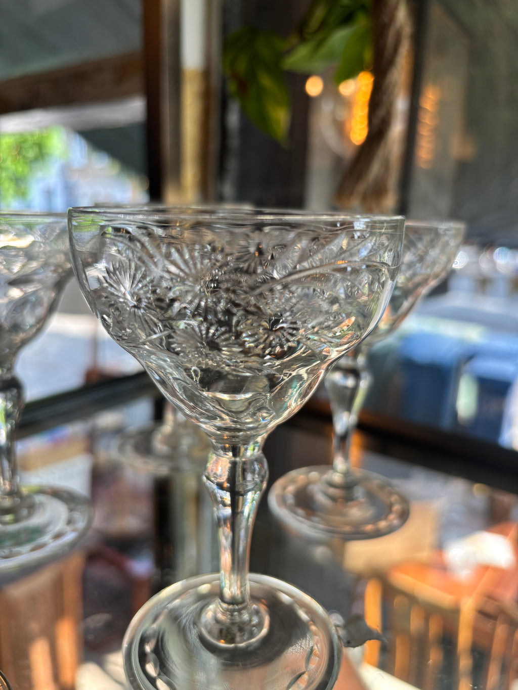Victorian brilliant cut crystal wine glasses