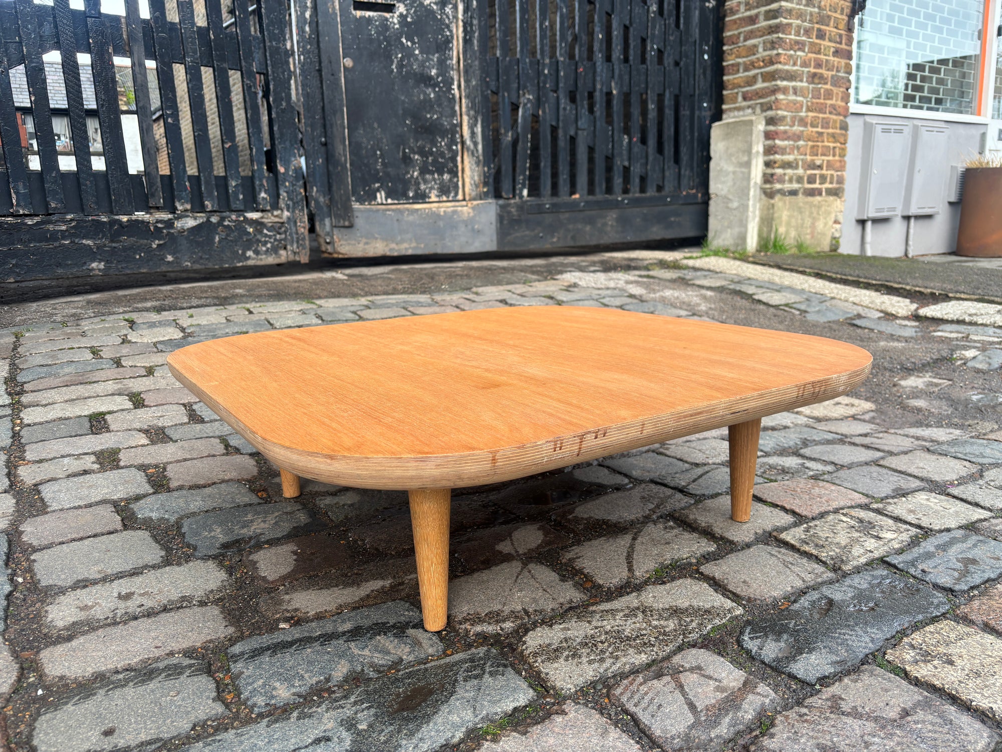 Mid century low solid wood coffee table
