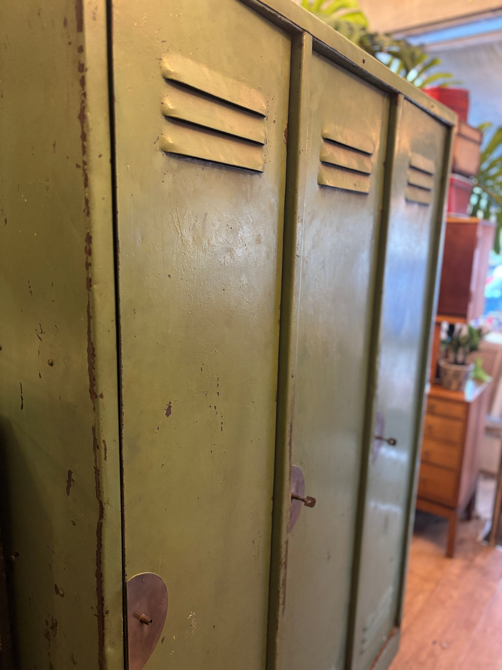 Vintage metal factory lockers from 1930s