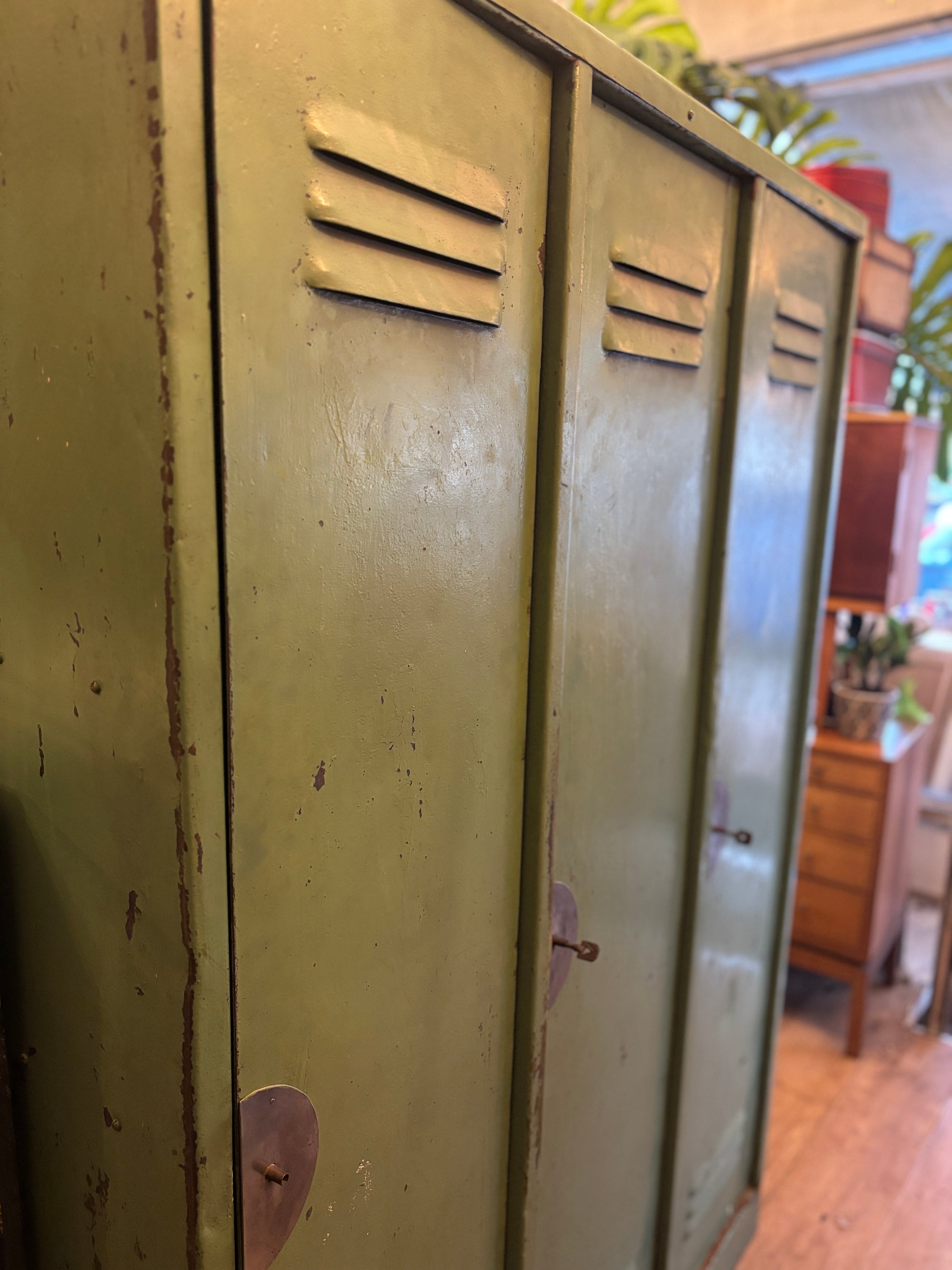 Vintage metal factory lockers from 1930s