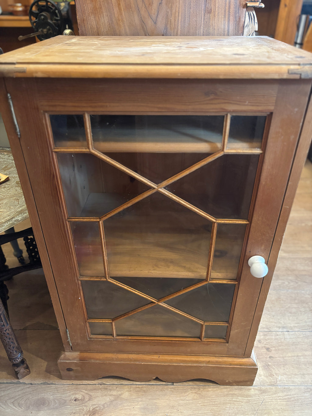 Vintage pine glass Hi-Fi cabinet