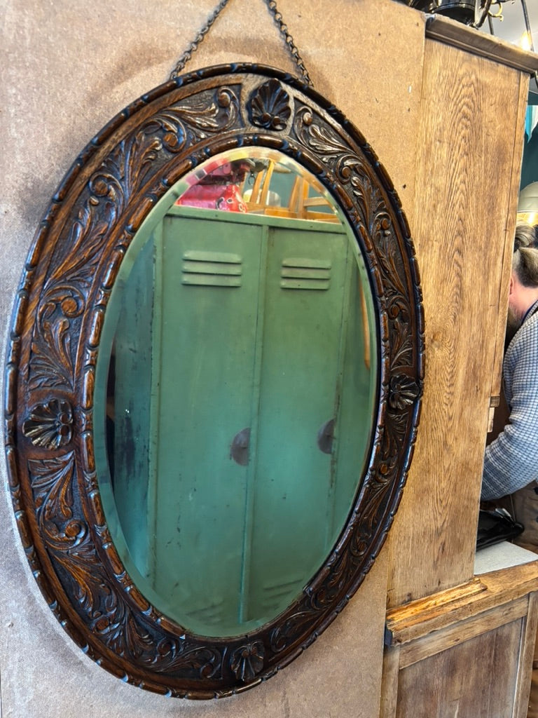 Victorian mahogany carved mirror