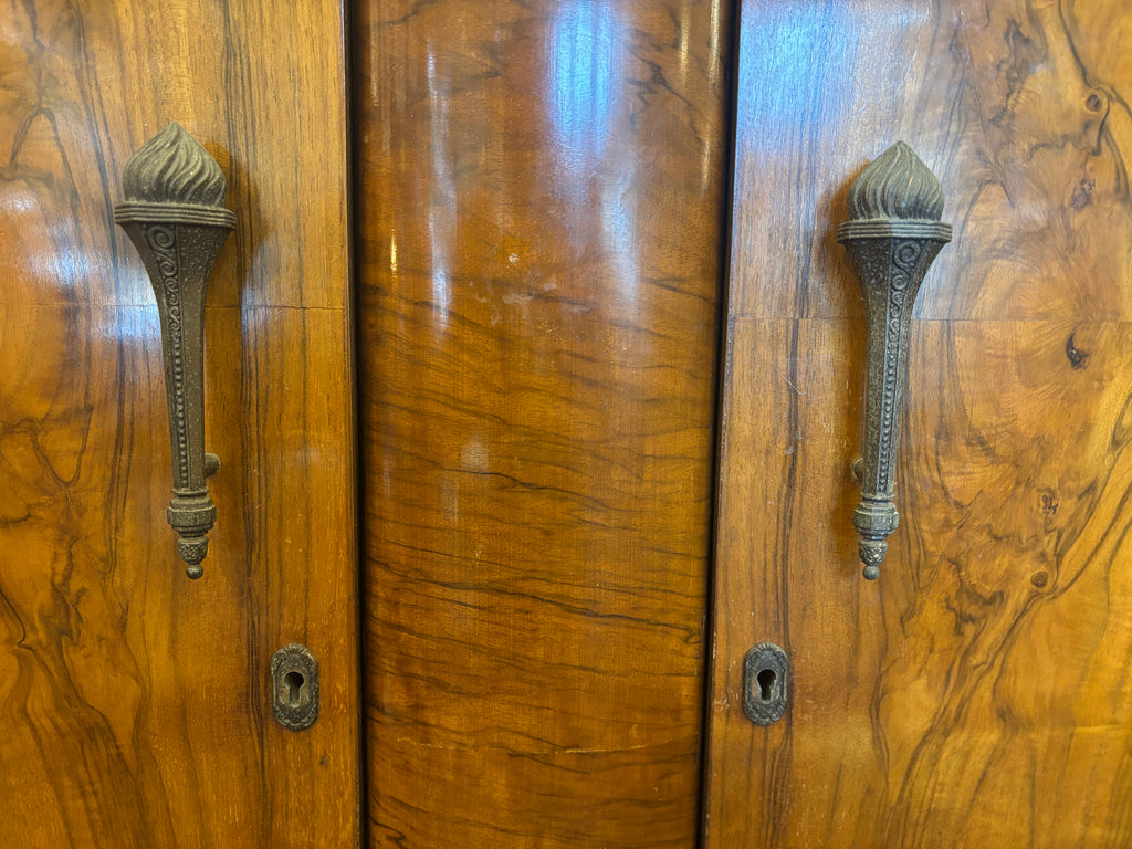 Walnut Art Deco wardrobe and dressing table