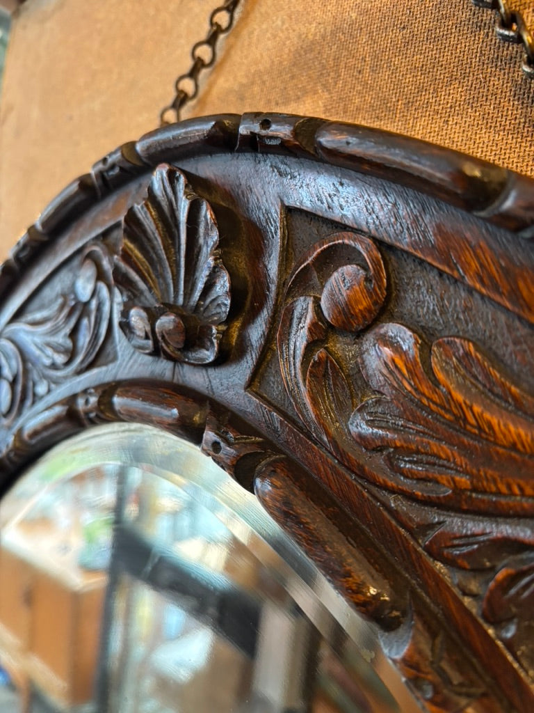 Victorian mahogany carved mirror