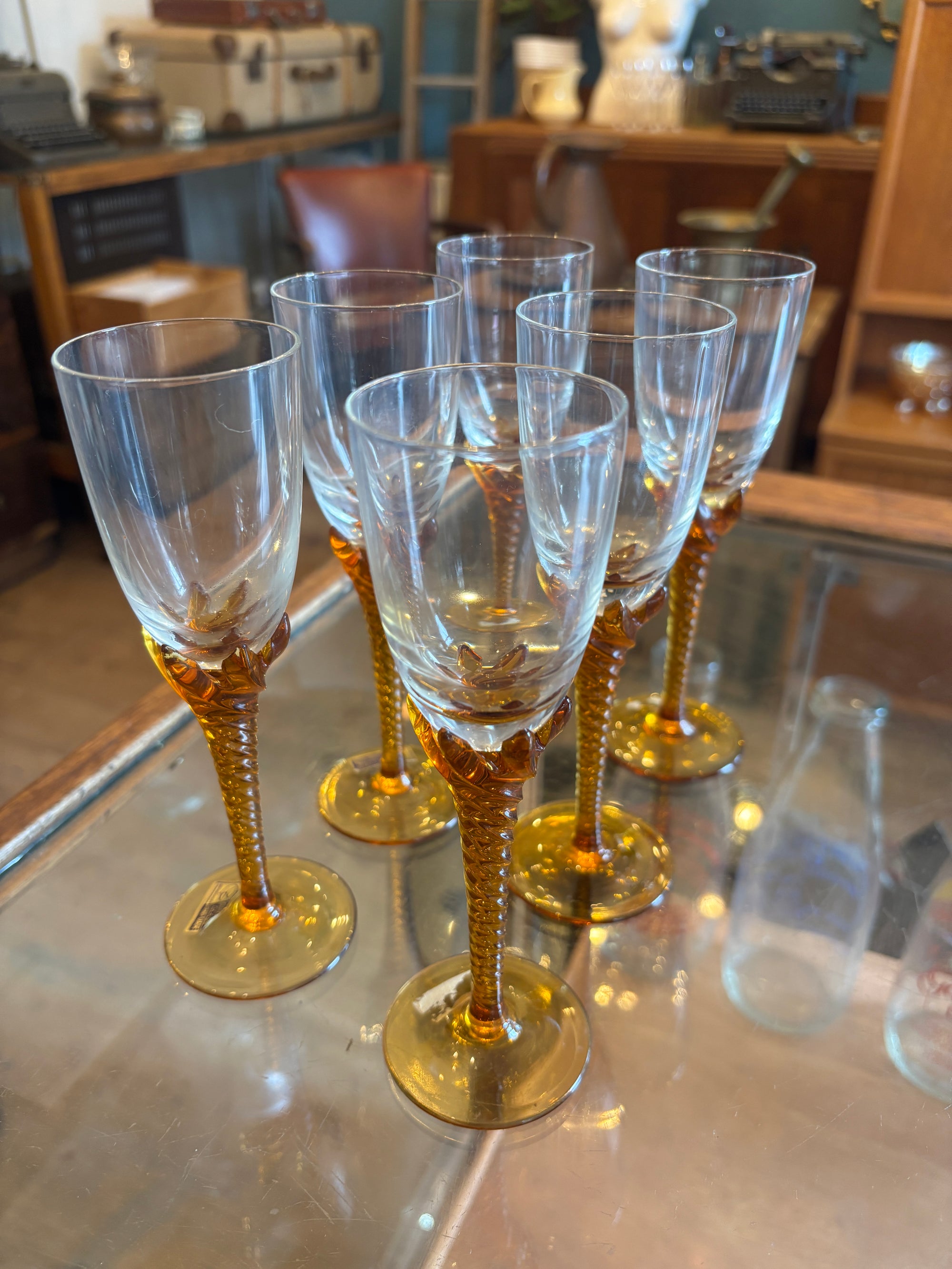 Vintage handmade Bohemian glasses (set of 6)